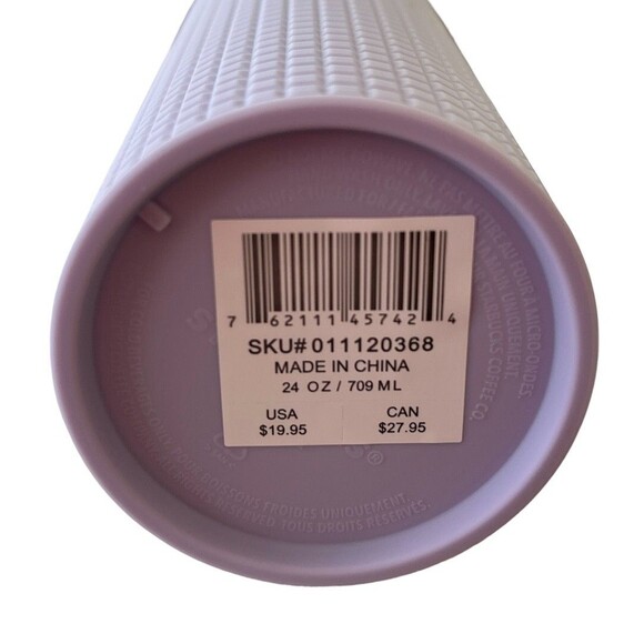 Starbucks 2021 Valentine's Day Lilac Purple Matte Cold Cup Tumbler 24 Oz New - Picture 5 of 5